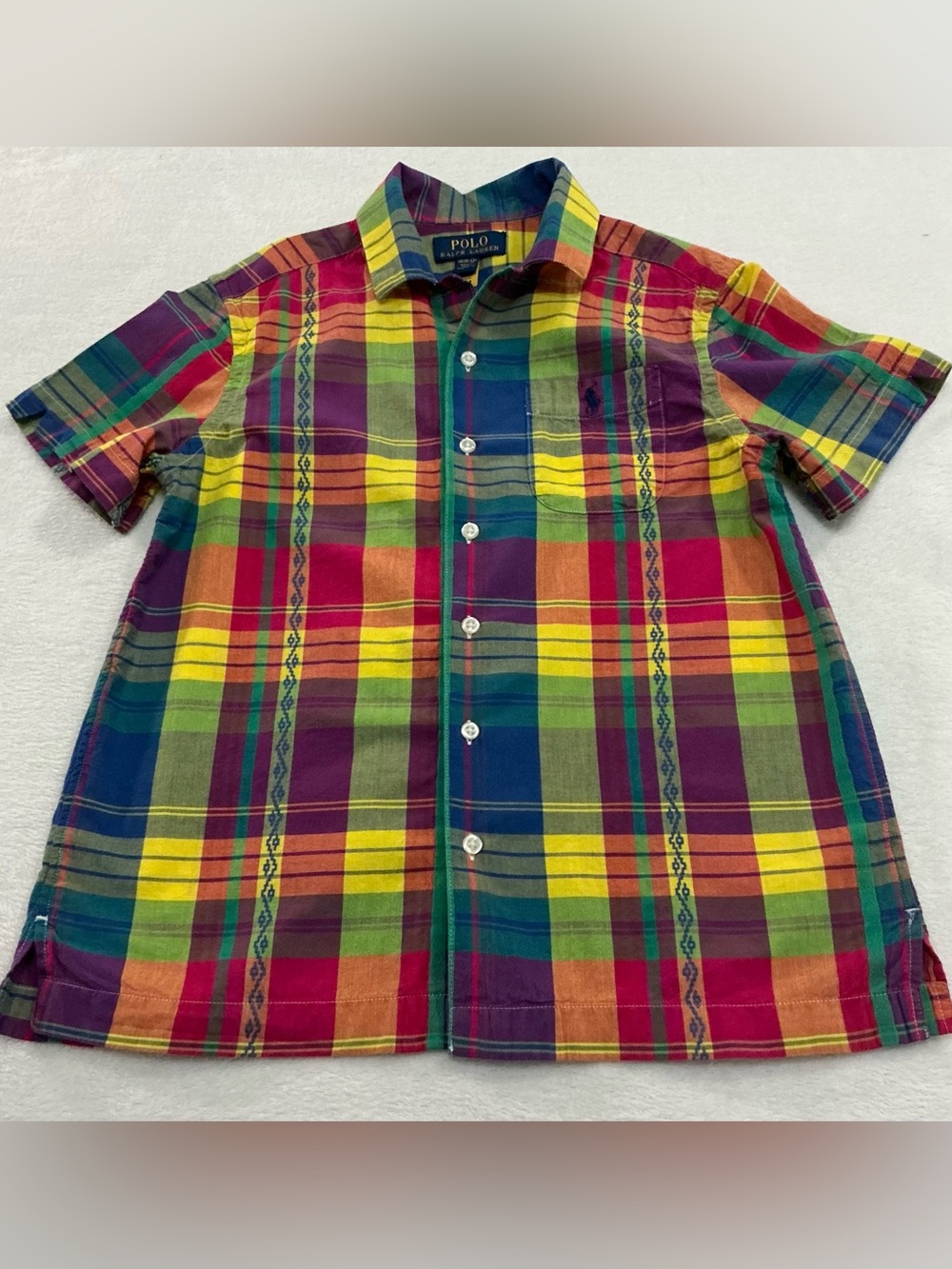 Polo Ralph Lauren Boys Madras Plaid Button Down Shirt Size M (10-12)